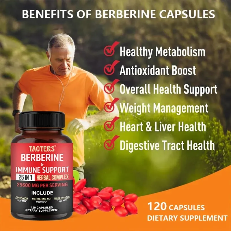 แคปซูล Berberine ประกอบด้วย Ceylon Cinnamon และ Milk Thistle เพื่อสนับสนุนสมดุลกลูโคส สุขภาพตับ การย่อยอาหารและลดน้ำหนัก — image 2