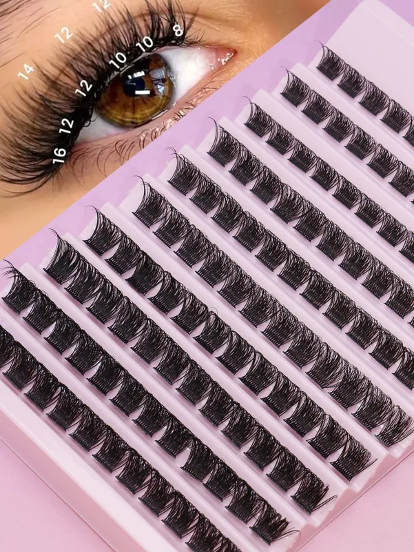 Cat Eye 16 rækker Cluster Lashes 406080100P Blandede DIY Individuelle øjenvipper Tykke Bakke DIY Eyelash Extension Wispy Volume Eyelashes — image 16