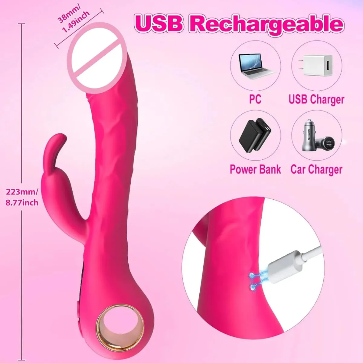 Femmina Display LCD Orecchio di Coniglio Vibratore Clitoride Tettarelle Da Biberon Gspot Stuzzicare Dildo Stimolatore Della Vagina Masturbatore Giocattoli Del Sesso per Le Donne Coppia — image 6