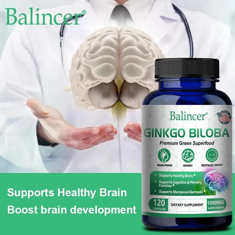 Ginkgo Biloba Ekstra Mukavemet Porsiyon Başına 1000mg - Beyin Fonksiyonunu ve Hafıza Desteğini Destekler 120 Vejetaryen Kapsül — image 2