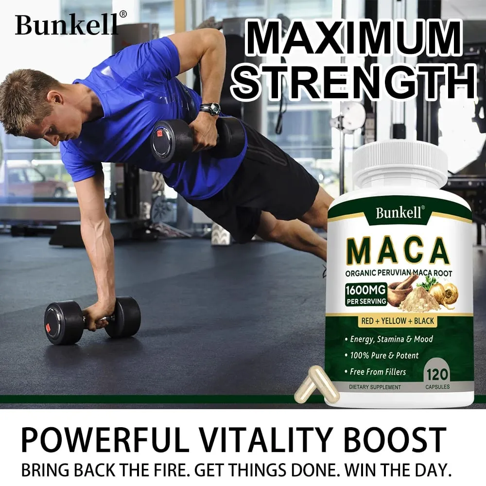 Capsule di radice di maca biologica 1600 mg - Nero Rosso Giallo Maca Performance vitale e supporto della massa muscolare per uomini e donne — image 5