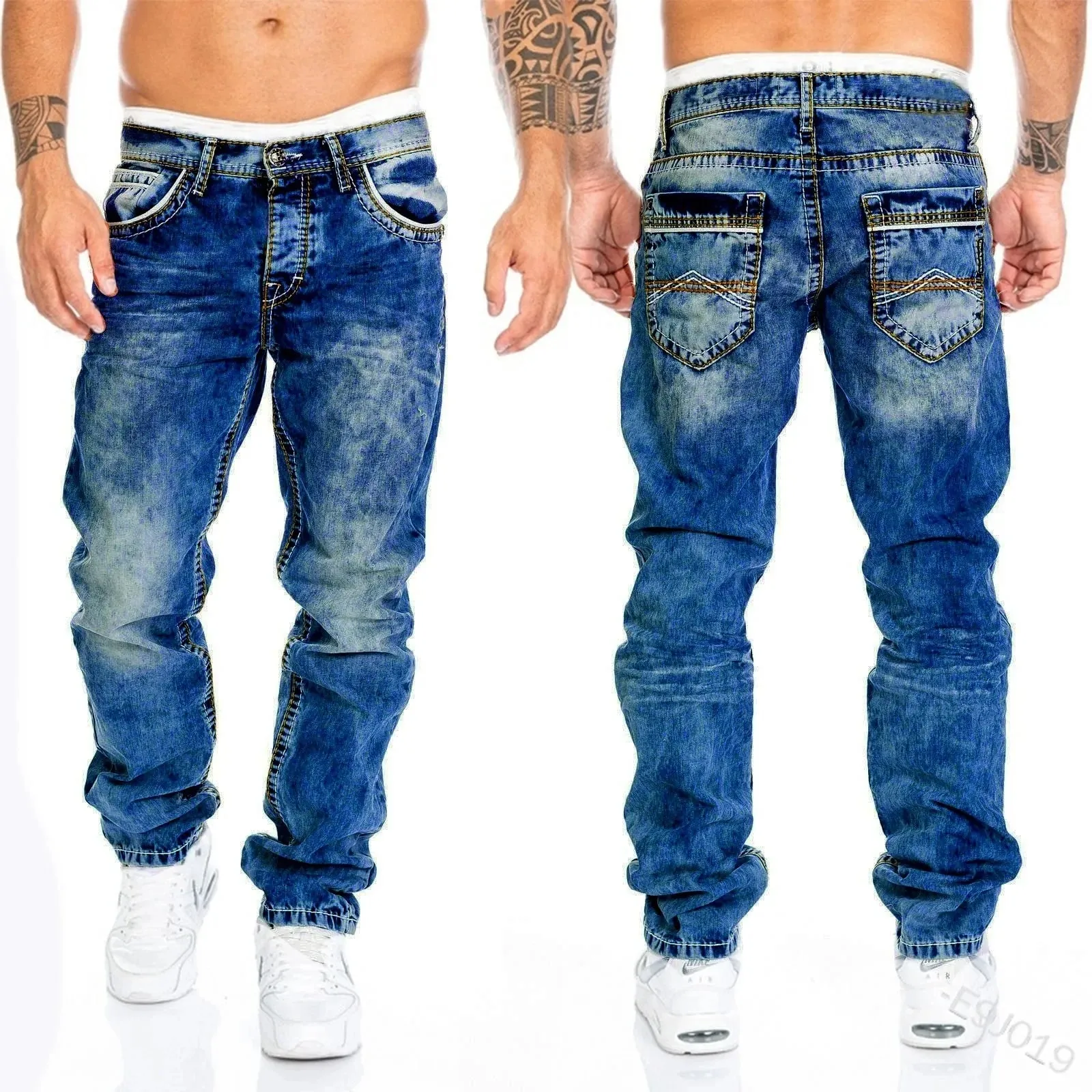 2024 Quần Jean Nam Chắc Chắn Túi Co Giãn Denim Thẳng Quần Xuân Hè Phong Cách Doanh Nhân Quần Hàng Ngày Dạo Phố Quần Áo Nam — image 2
