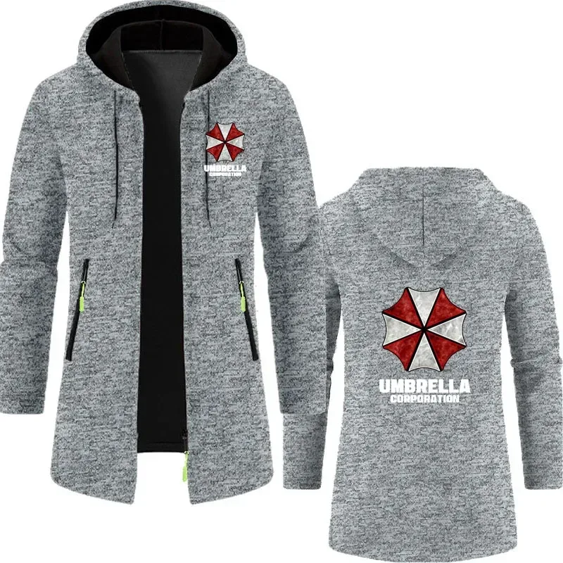 Umbrella company Men's long Hoodies Spring And Autumn Solid Color Zipper Pullover Comfort Harajuku Top Sweatshirts — image 4