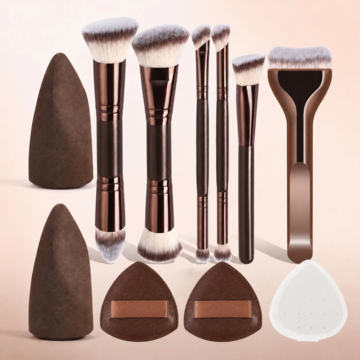 Bộ cọ trang điểm 6 chiếc Đôi cọ trang điểm hai đầu 4 chiếc Air Cushion Puff Đa chức năng Cọ nền Kem che khuyết điểm Cọ phấn — image 1