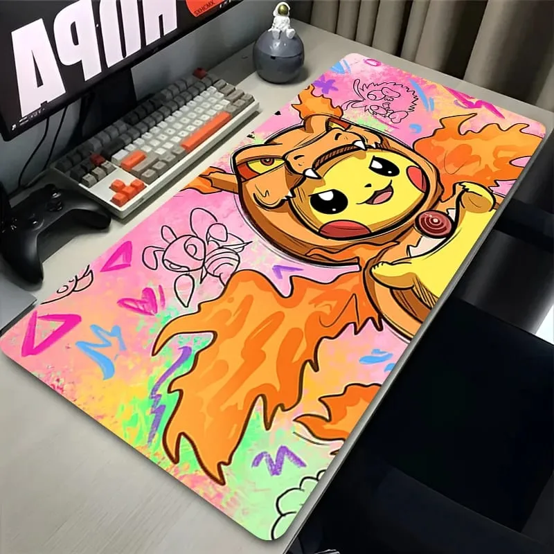 Muismat Groot spel Rubberen bureaumat Computertoetsenbord Pad P-Pokemon Pikachu PC Gaming Accessoires Tapijt Kawaii muismat — image 3