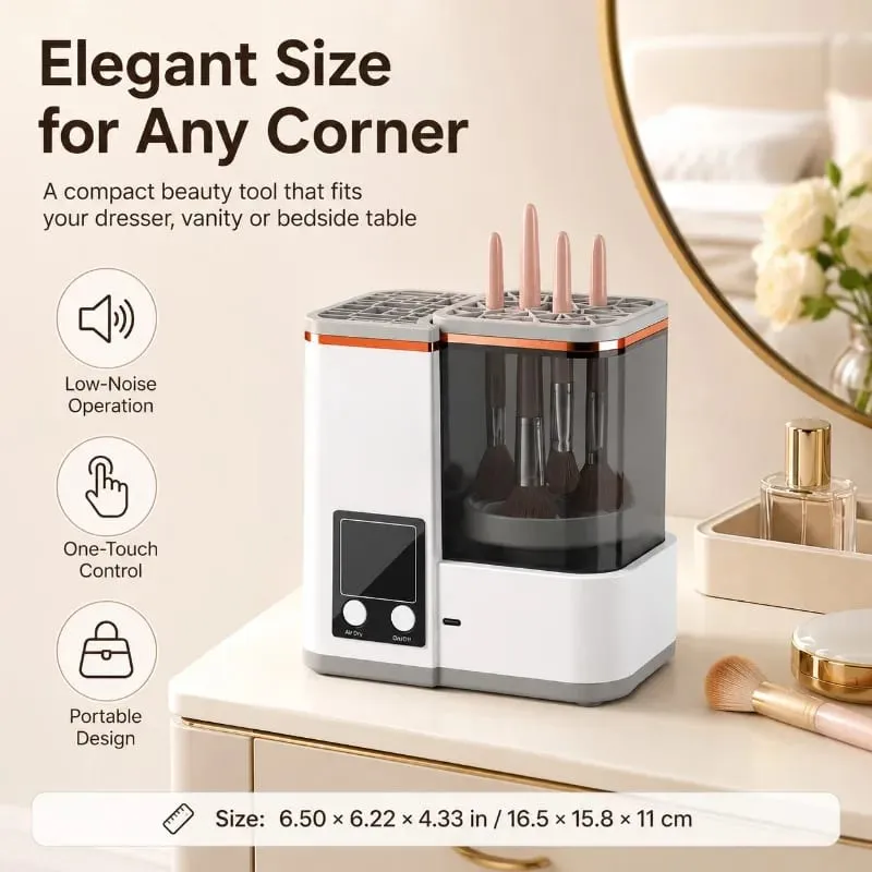 Máquina portátil de limpieza de brochas de maquillaje, lavadora secadora automática, 2 modos de lavado, 2 modos de secado al aire para brochas de belleza, uso doméstico y de viaje — image 3