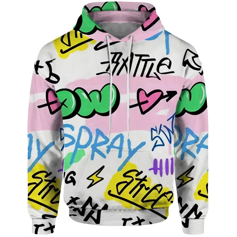 Felpa trendy con graffiti Felpa con motivo grafico 3D Abbigliamento maschile Novità in felpe con cappuccio Uomo Felpa con cappuccio Abbigliamento uomo — image 7