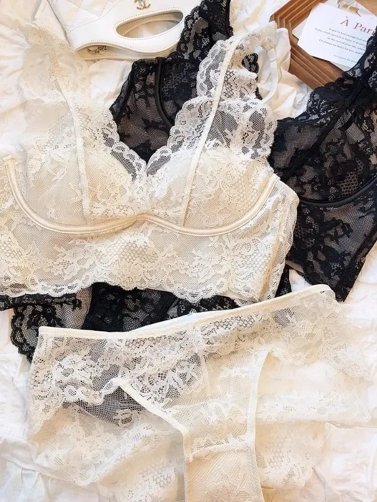 Lace Bralette Set - Wireless Anti Sagging Bra Adjustable Breathable Lingerie No Underwire Comfort Thin Sexy Everyday Wear — image 6