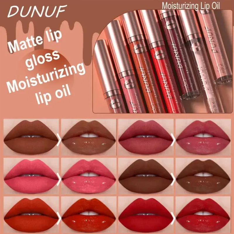 6 ชิ้น Velvet Matte Liquid ลิปสติกชุดกันน้ำ Long Lasting Nude Rose Red Lip Oil สำหรับความชื้นและ Shine — image 5