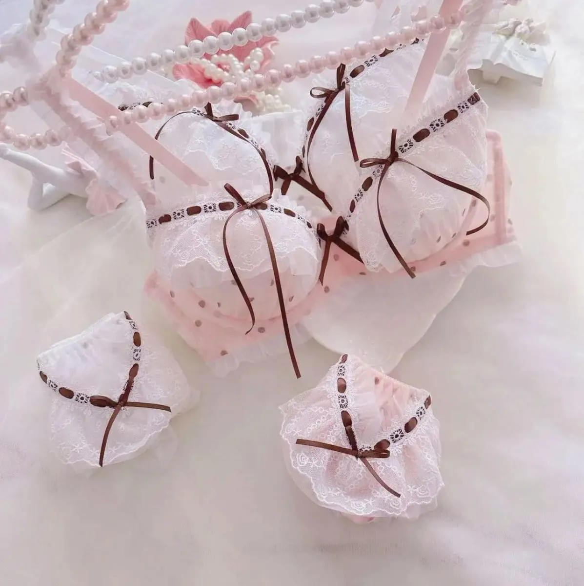 Super สวยชุดชั้นในละลายน้ำริบบิ้น polka dot ถ้วยบางสไตล์วิทยาลัยนักเรียนหญิงน่ารักรวบรวมชุดชั้นในเซ็กซี่ bra — image 2
