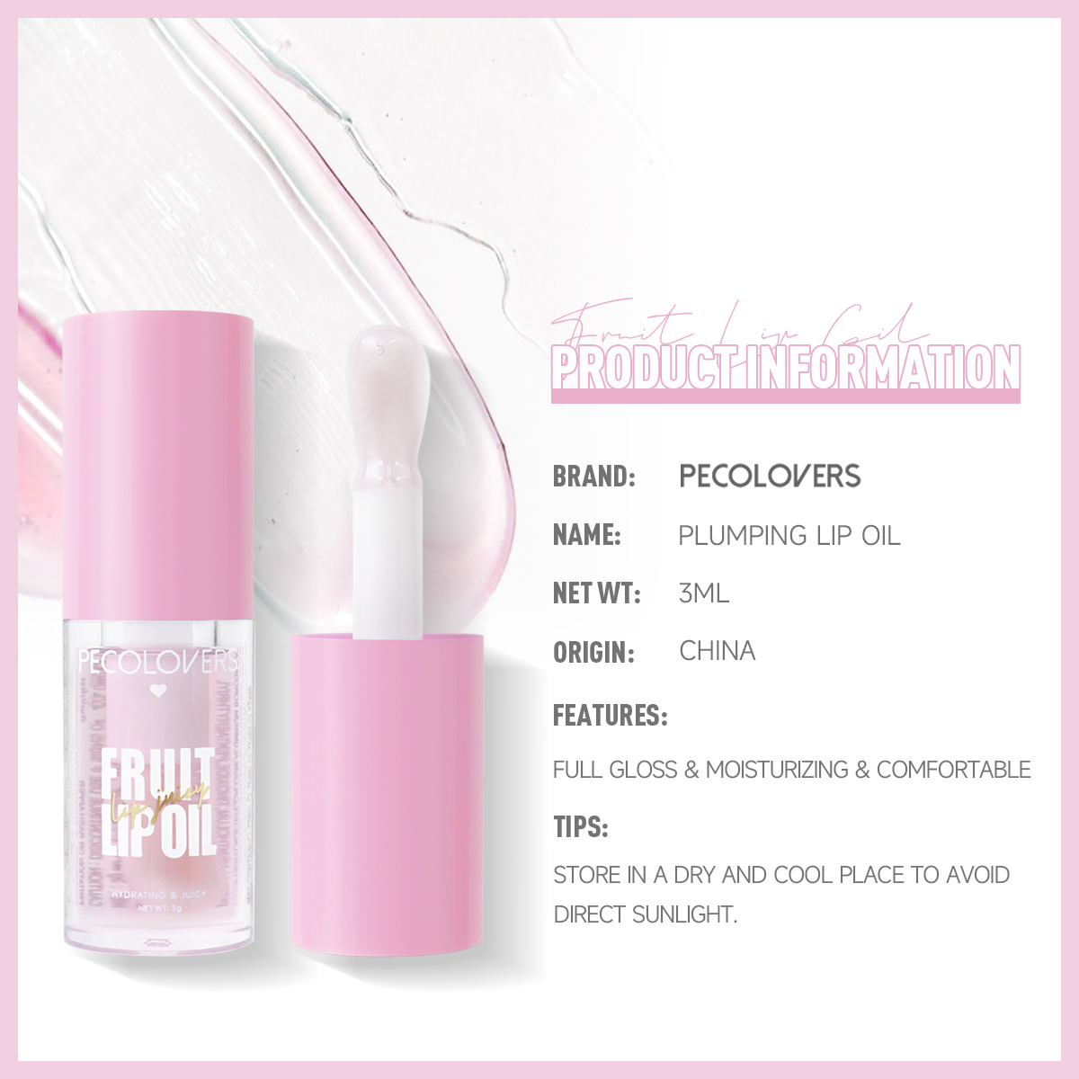Glitter Plumping Lip Gloss Jelly Strawberry Moisturizer Minyak Bibir Buah-buahan Telus Kesepenuhnya Telus Tint Bibir Gel Tiub Lembut Makeup Penjagaan Bibir — image 3