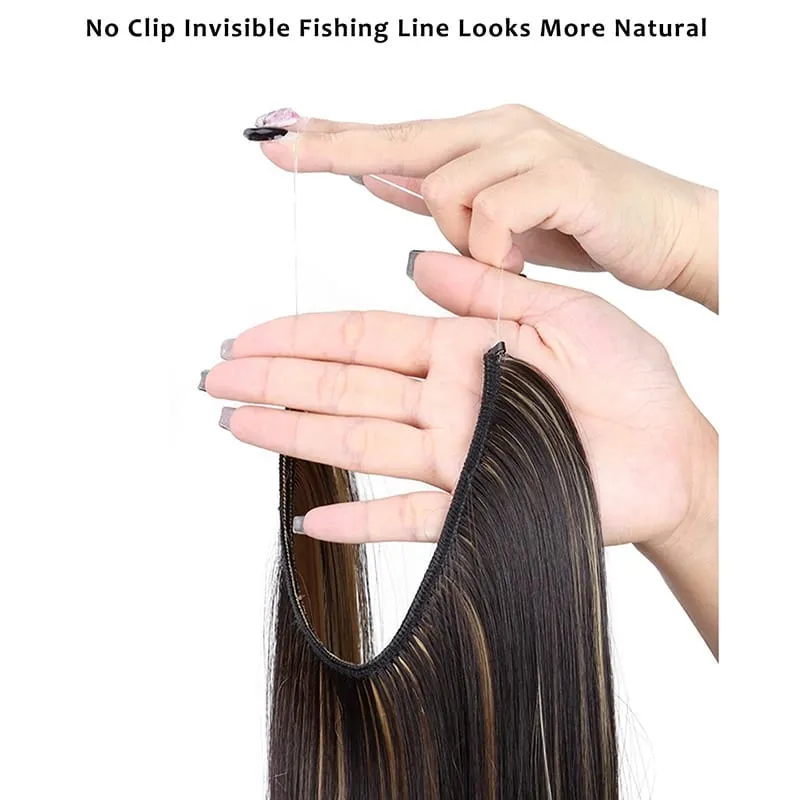 Straight Hair Extension with Invisible Synthetic Natural Straight Hairpiece for Women Long Straight Hair Piece with Fishing Line — image 6
