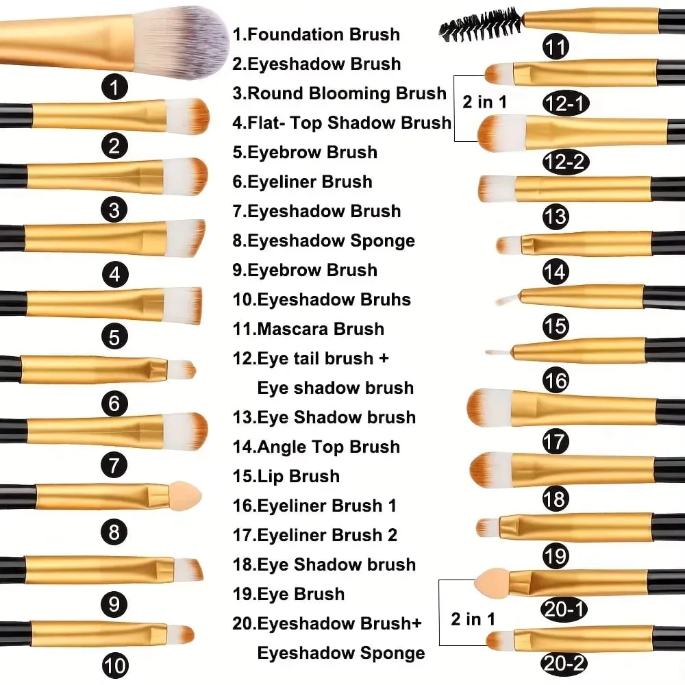 Set Berus Mekap Premium Synthetic Kabuki Foundation Concealers Powder Blush Blending Face Eye Shadow Brush Set — image 2