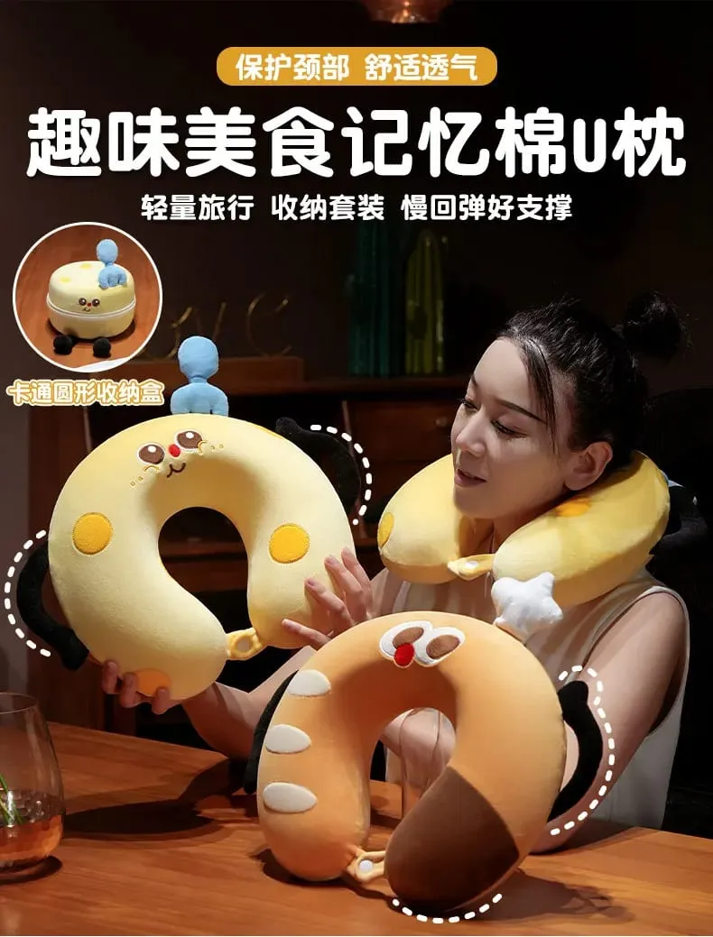Oreiller en forme de U avec boîte, oreiller de Protection du cou en peluche, coussin de bureau, mignon et joli oreiller de voyage pour enfants/adultes — image 8