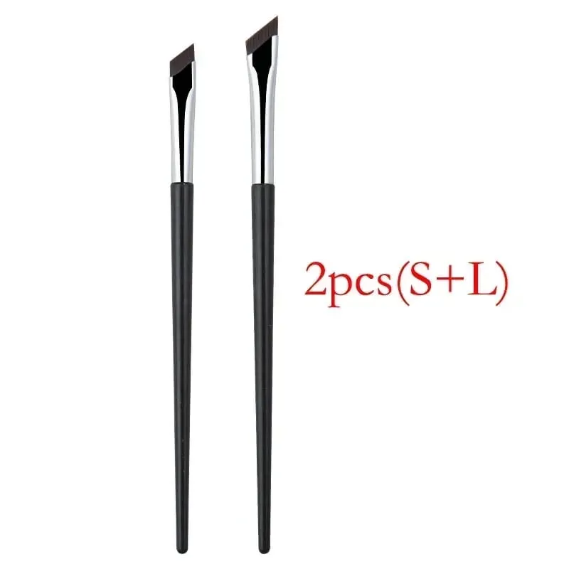 2 uds pincel delineador de ojos con punta en ángulo, cepillo de cejas fino ultrafino, pinceles delineadores de ojos curvos y planos, herramientas de maquillaje delineador de ojos en ángulo fino