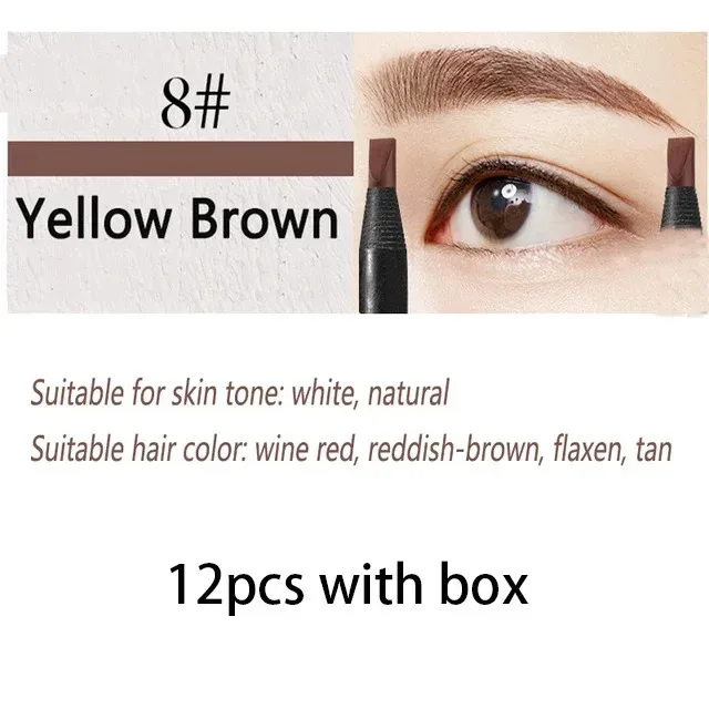 6/12PCS ดินสอเขียนคิ้ว Hard Core ขายส่งแต่งหน้าดึงสาย Haozhuang ยี่ห้อถาวร Peel off สีขาวสีดำกันน้ำธรรมชาติ — image 17