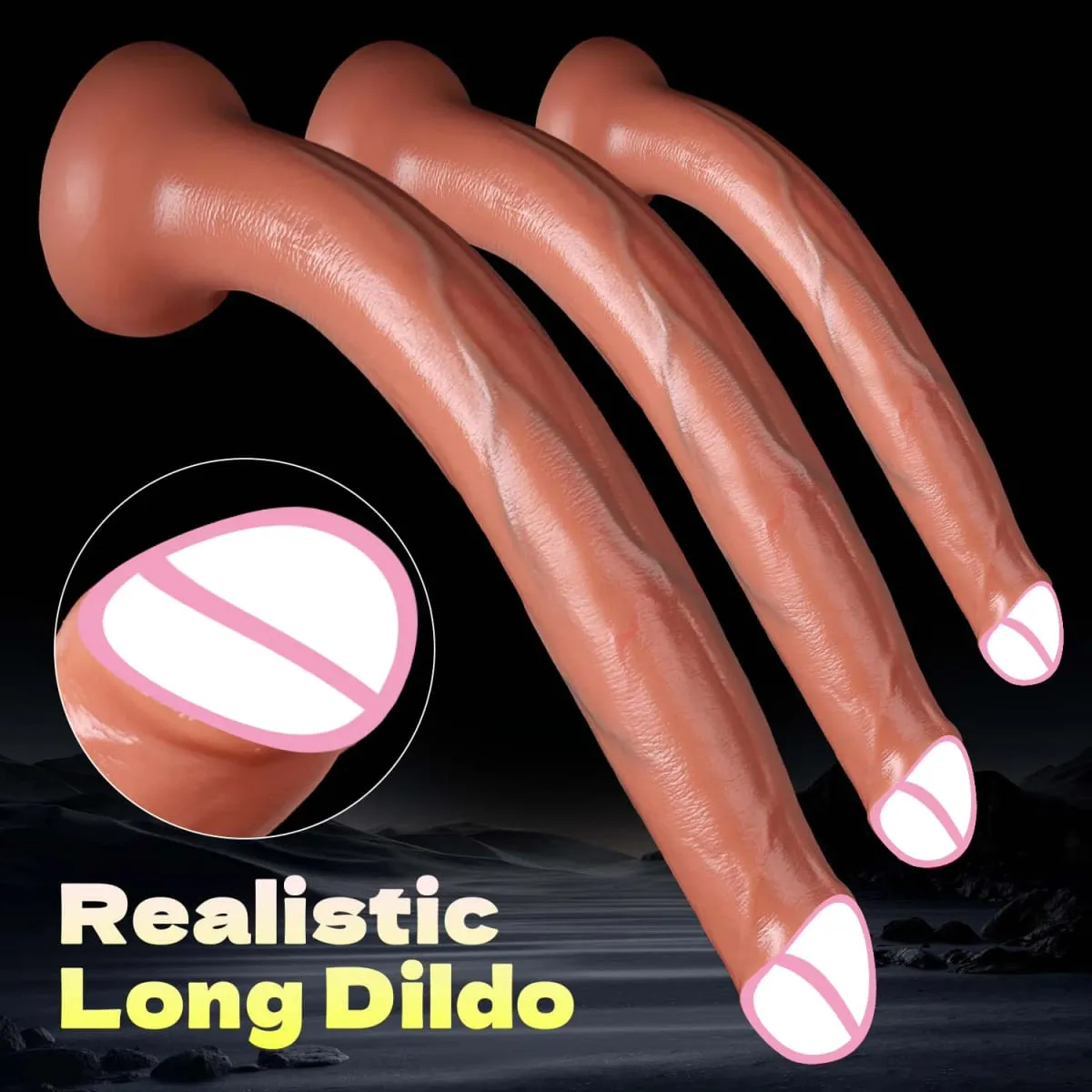 3 dimensioni realistico super lungo pene dildo con ventosa morbido masturbatore enorme sensazione di pelle cazzo anale giocattolo del sesso per uomini donne adulti — image 2