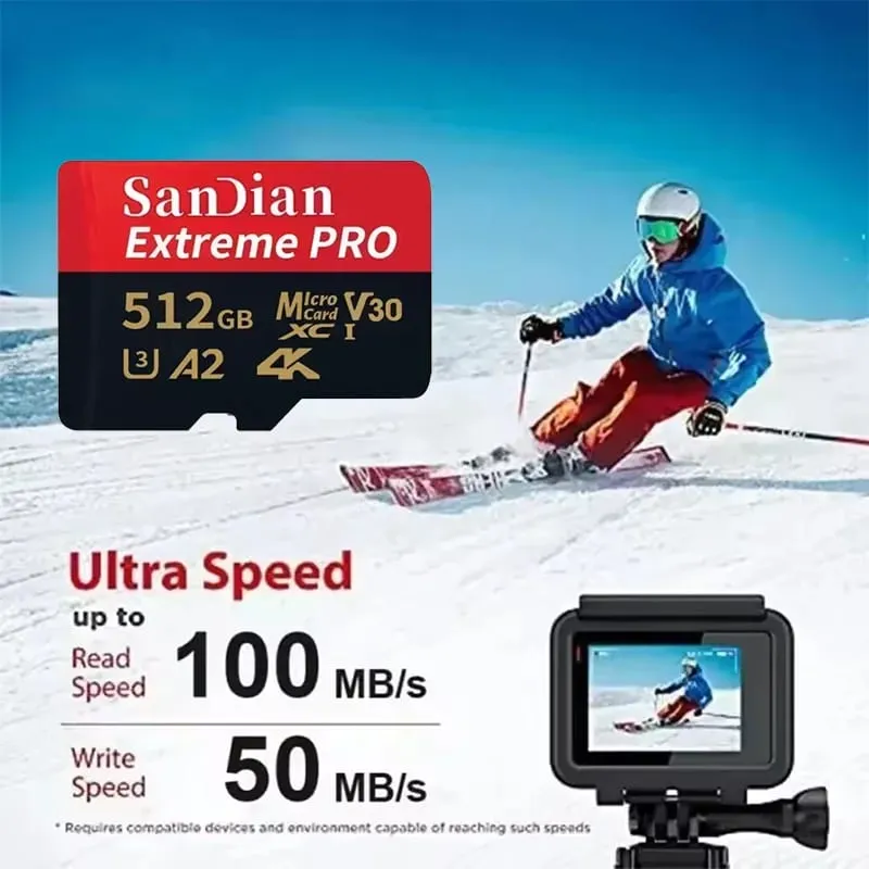 Class 10 U3 V30 Waterproof Memory SD Cards with USB Adapter 128GB 512GB High Speed Micro TF/SD Card for Phone Laptop Camera — image 3