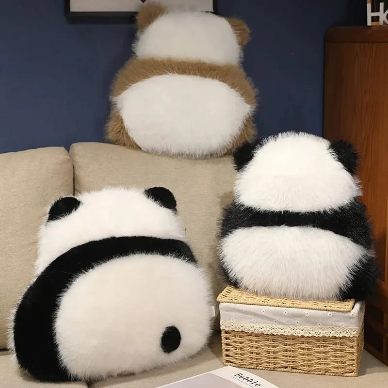 Super Fluffy Plush Panda Shadow Stuffed Qizai Back View Cushion Nordic Style Sofa Decor PIllow Chocolate Panda Hug Waist Pillow — image 4