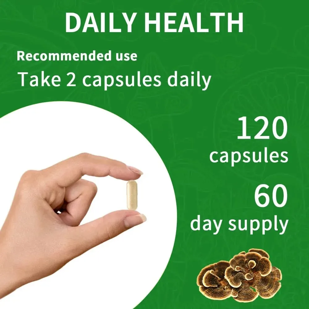 L'integratore di funghi coda di tacchino rafforza il sistema immunitario promuove la salute e la vitalità Vegano non OGM 120 capsule — image 6