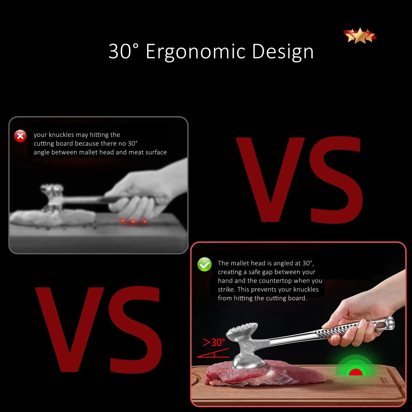 LFGB-certificering Solid Legering Kødhammer 30° Vip Ergonomisk Strike Overflade Bøf Mørning Effektivt køkkenredskab til madlavning — image 4