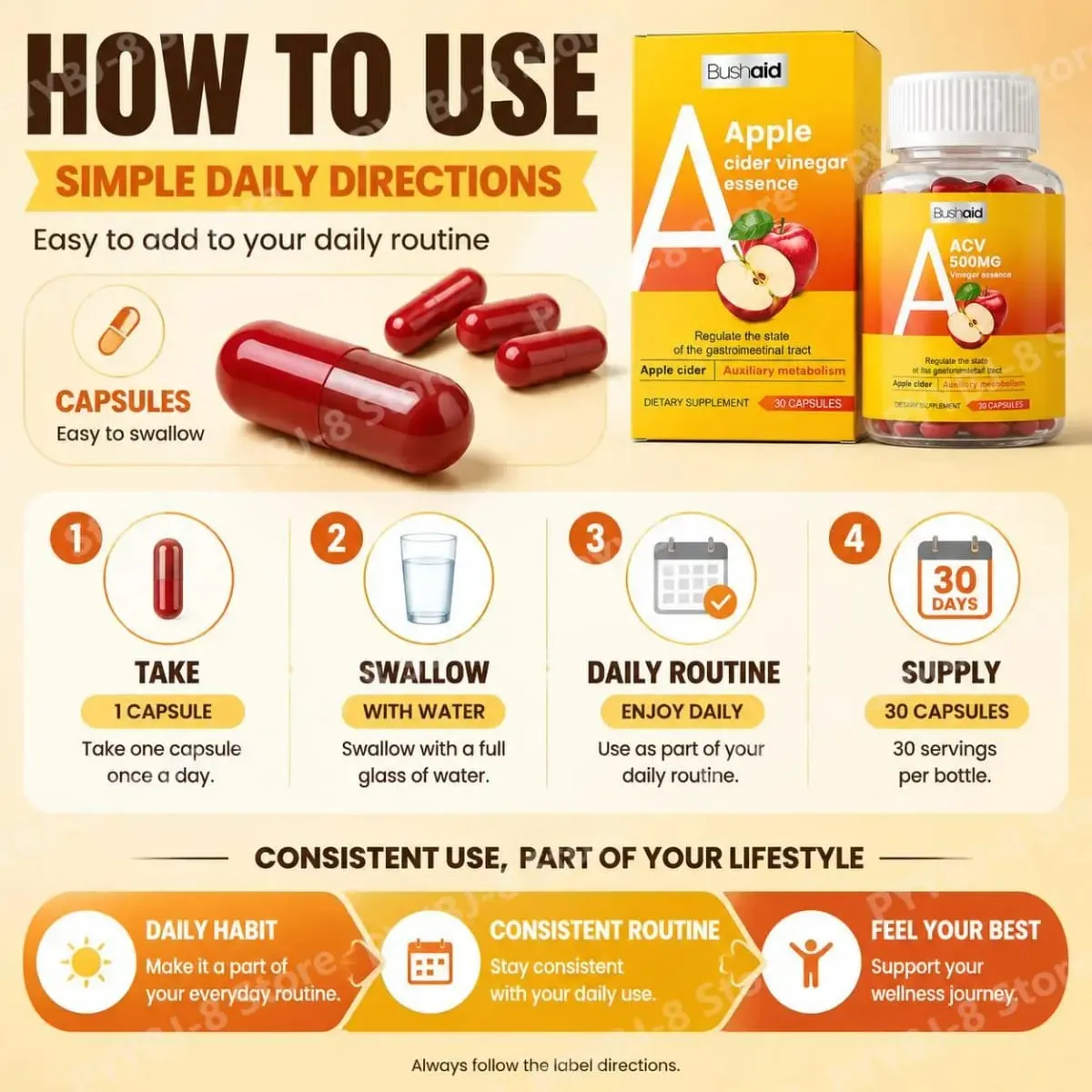 30 Capsules Apple Cider Vinegar with L-Carnitine Energy Maintenance Green Tea Extract (85% Catechins) for Health Support — image 6