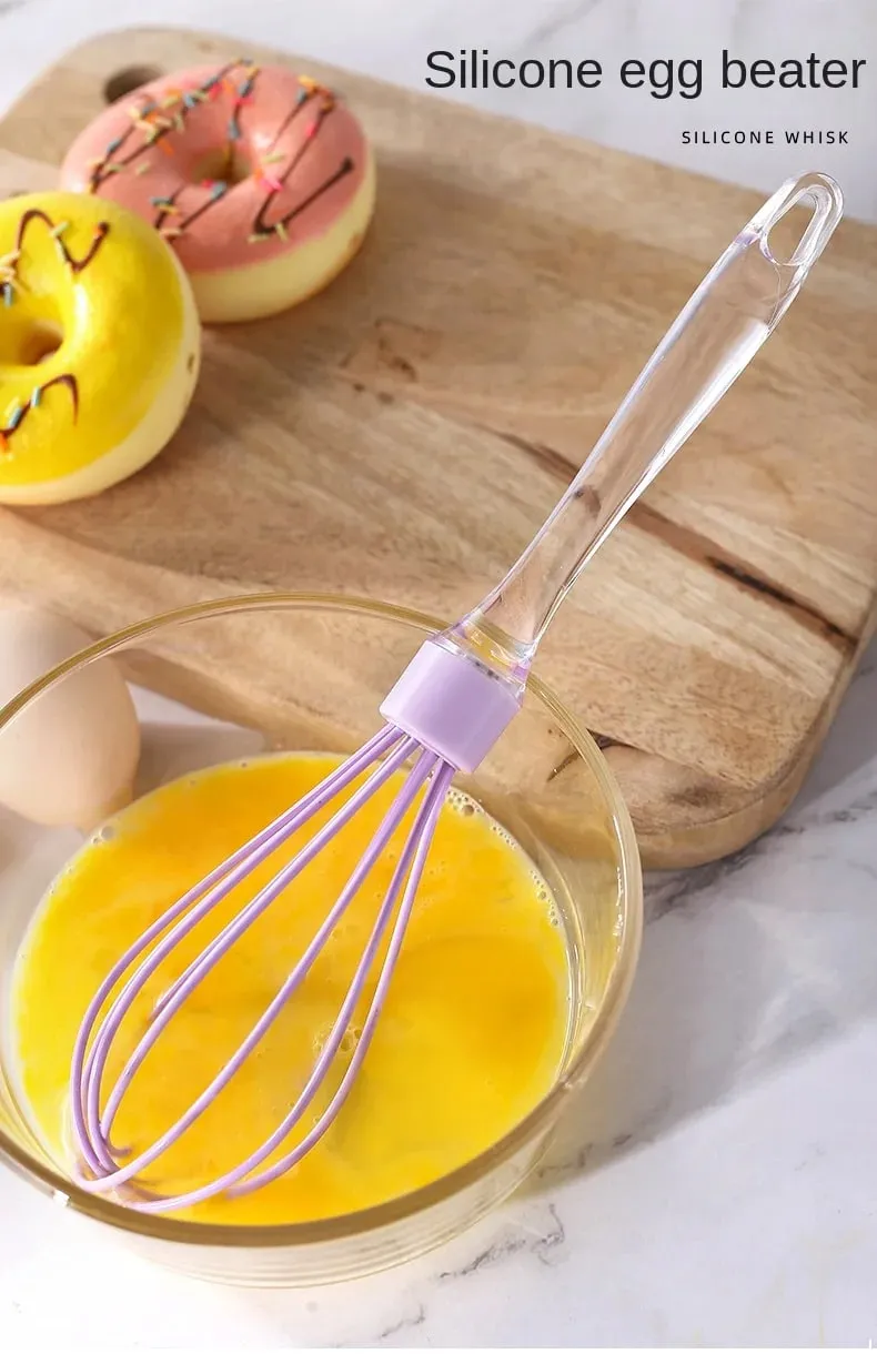 1 PC 10 นิ้วคู่มือโปร่งใสซิลิโคนไข่ Beater เค้กครีมผสมไข่เบเกอรี่ Gadget — image 7