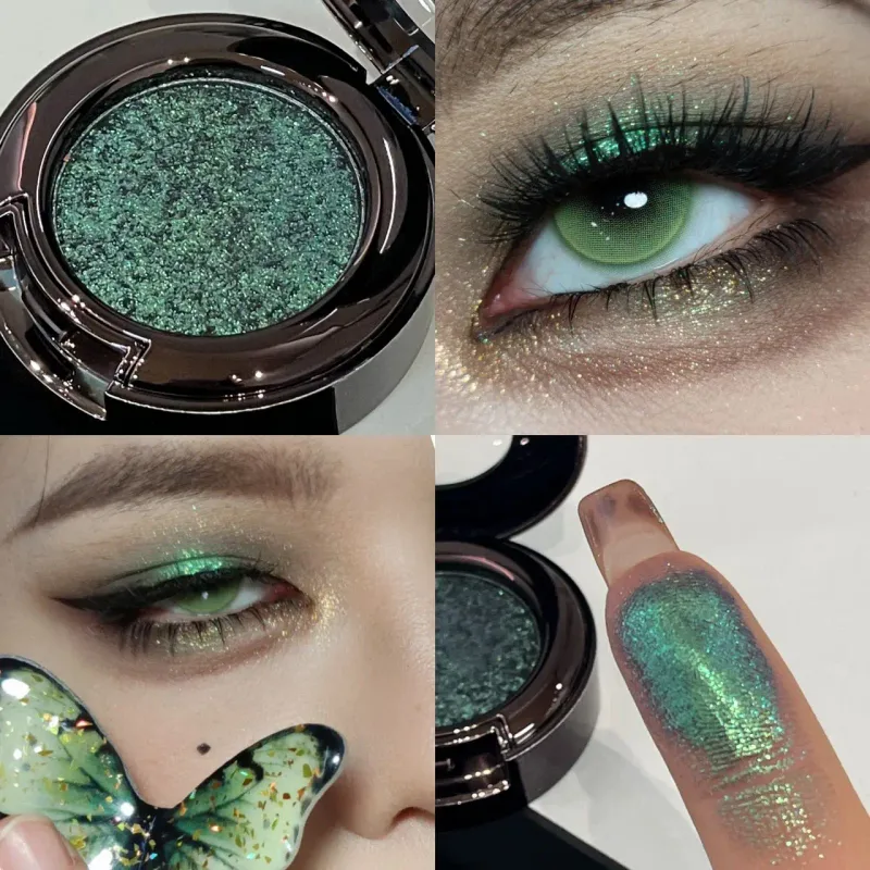 Metallic Glitter Black Blue Eyeshadow Ungu Hijau Metallic Highlighter Eyeshadow Diamond Tahan Lama Solek Mata Wanita Kosmetik — image 3