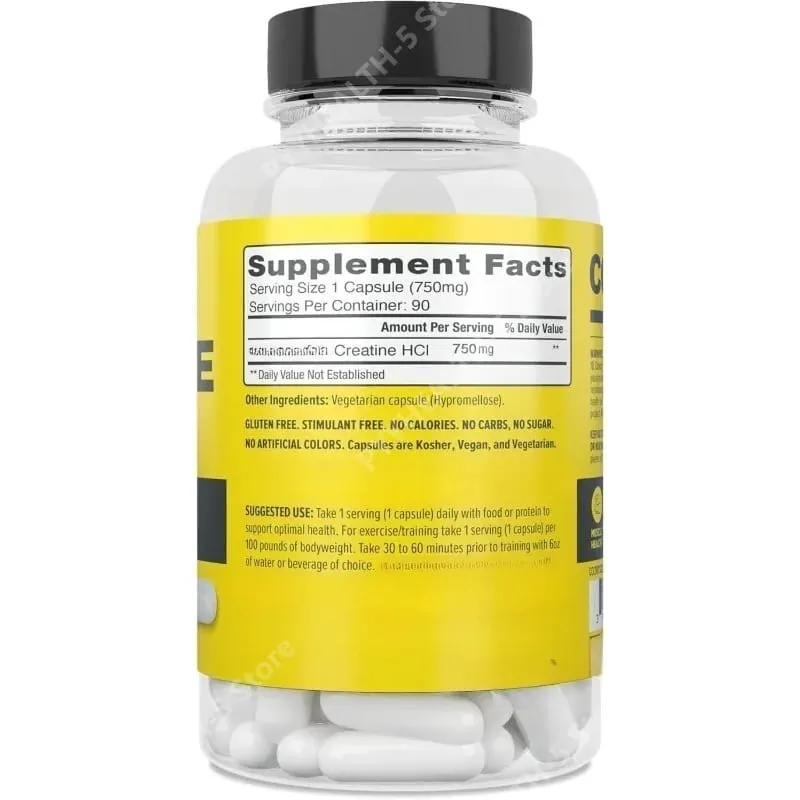 Creatine HCl Kapsul Dukungan Energi Seluler Kognitif Otot | Pil Creatine Tanpa Kembung atau Kram (90 Kapsul) — image 5