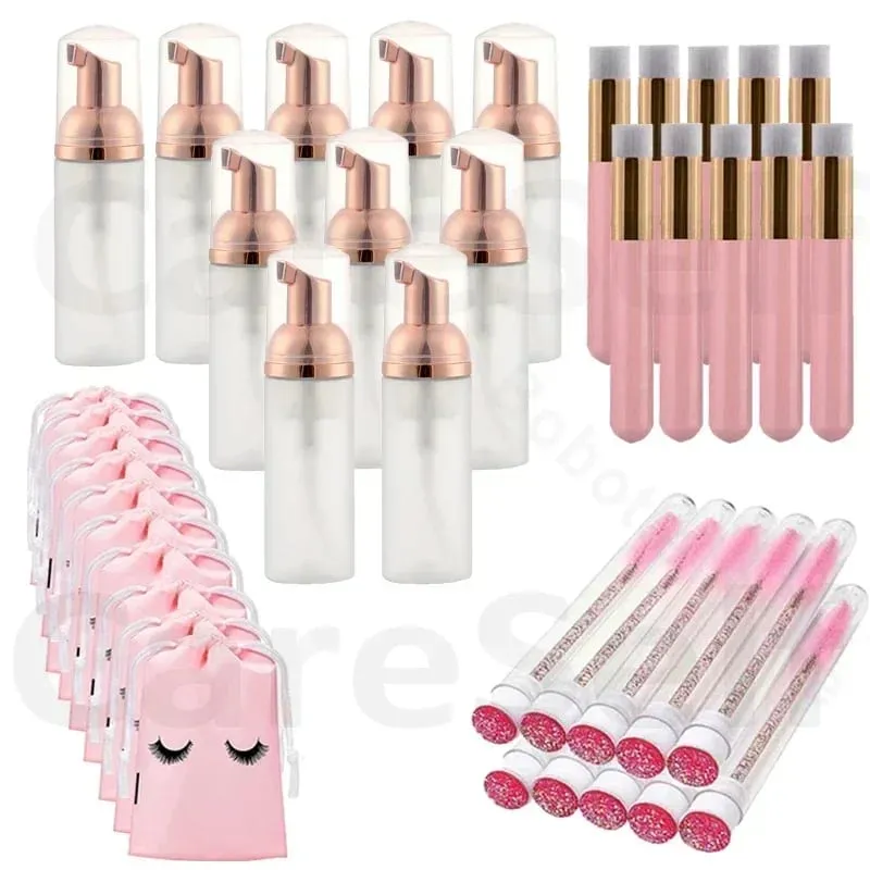 40pcs Empty Lash แชมพูขวดและชุดแปรงปั๊มโฟมและจมูก Pore แปรงทำความสะอาดลึก Eyelash EXTENSION TUBE — image 1