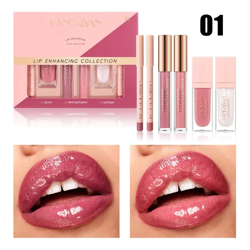 Ensemble de maquillage pour les lèvres, 6 pièces, rouge à lèvres liquide mat imperméable, brillant et crayon à lèvres, hautement pigmentés et faciles à appliquer — image 8