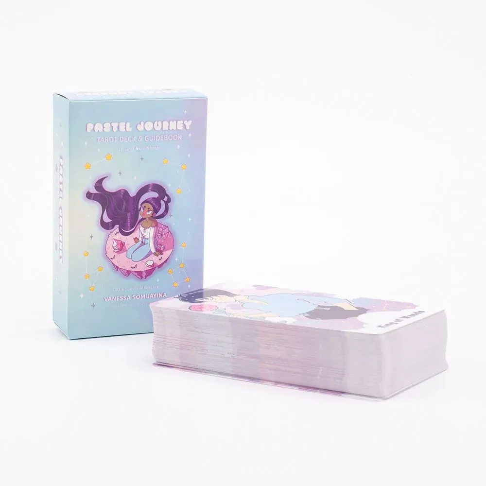 Kartu Tarot Perjalanan Pastel 78 Buah Versi Bahasa Inggris Ramalan Oracle Dek Papan Permainan Pesta Berkemah Merah Muda Asli Wanita 10.4*6.1Cm