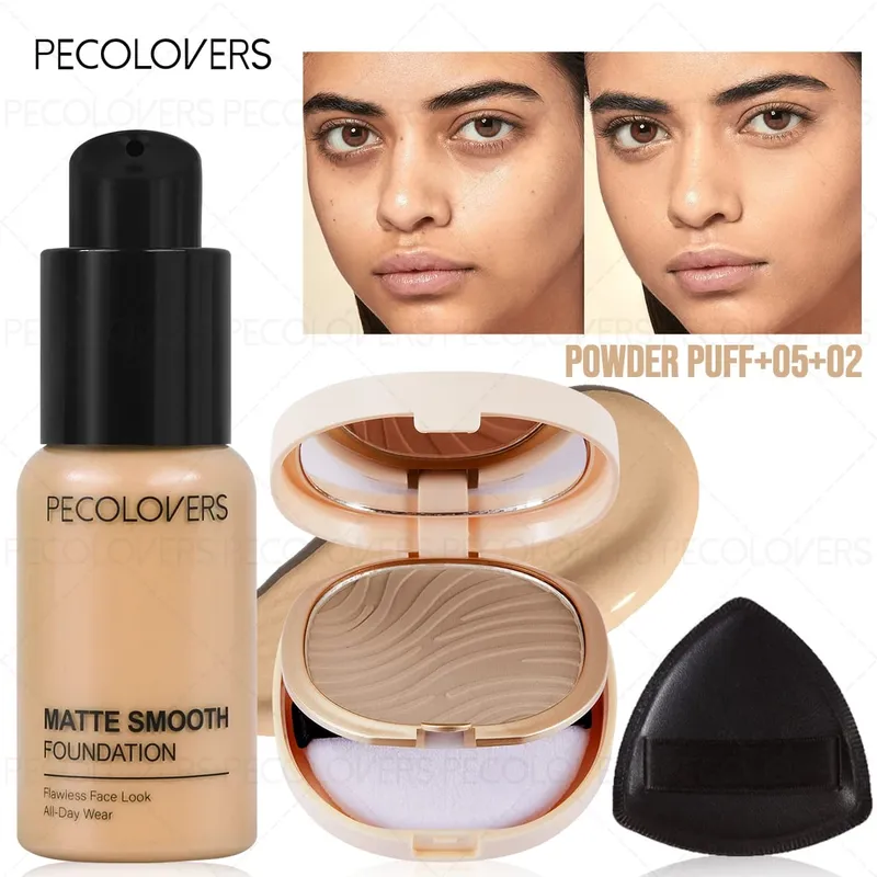 3pcs/Set Foundation Loose Powder Triangle Makeup Kit Full Coverage Liquid Foundation Waterproof Long-Lasting Base Makeup — image 9