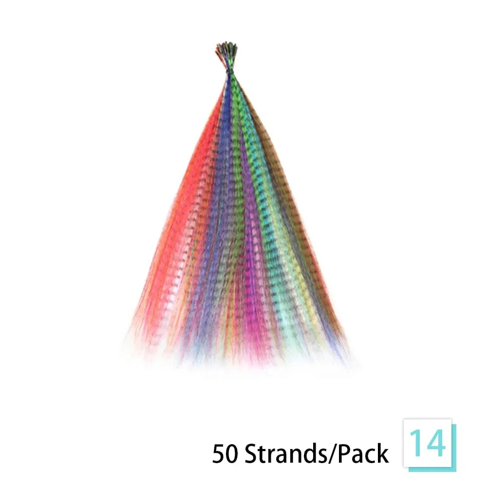 50 Strands/Pack Synthetic Colored I-Tip Stick Feather Hair Extensions Straight Hair 16 Inch For Women High Temperature Fiber