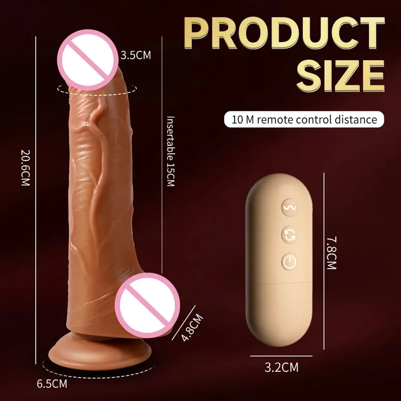 Teleskopopvarmning Realistisk Dildo Vibrator Fjernbetjening Big Penis Massager Vaginal Anal Onani 18 Voksen Sexlegetøj Kvinder — image 11