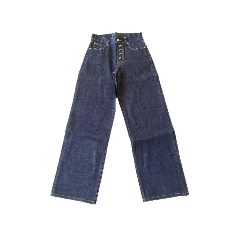 การออกแบบปุ่ม Machete DENIM Baggy กางเกงยีนส์ผู้ชาย High Street EDGE Selvedge Niched HIPHOP หลวมยาวกางเกงขากว้าง 12377 — image 5