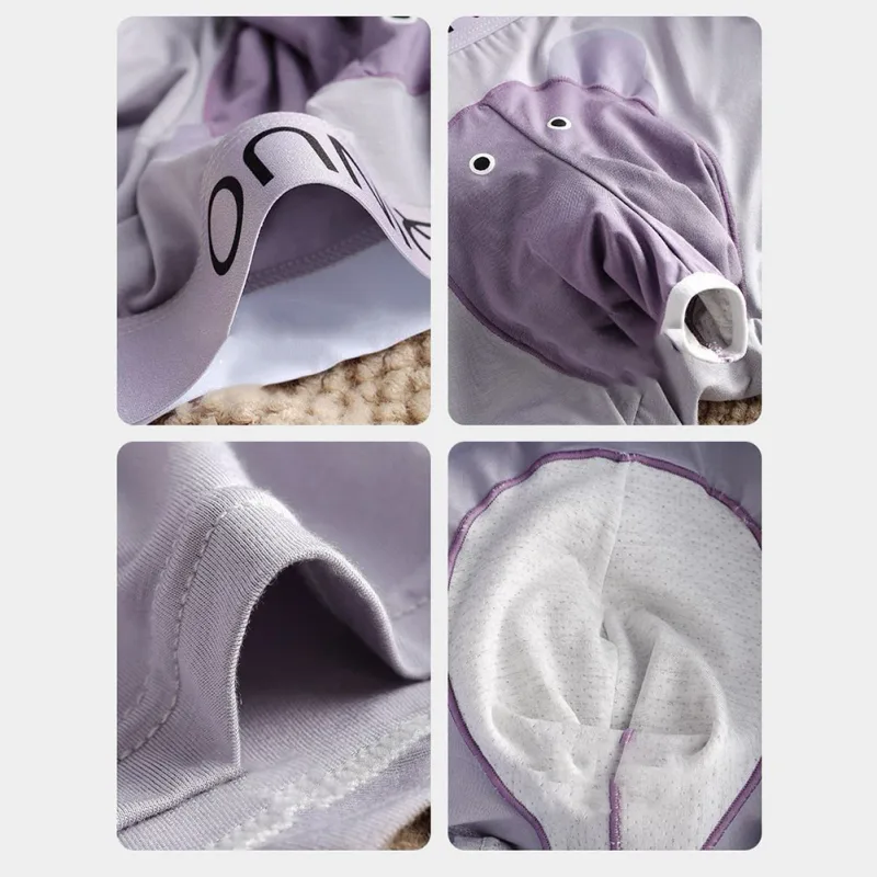 Caleçon homme mignon imprimé éléphant Taille élastique avec lettre Pochette 3D Souple Respirant Sommeil quotidien Maison Décontracté Confortable Sous-vêtements — image 17