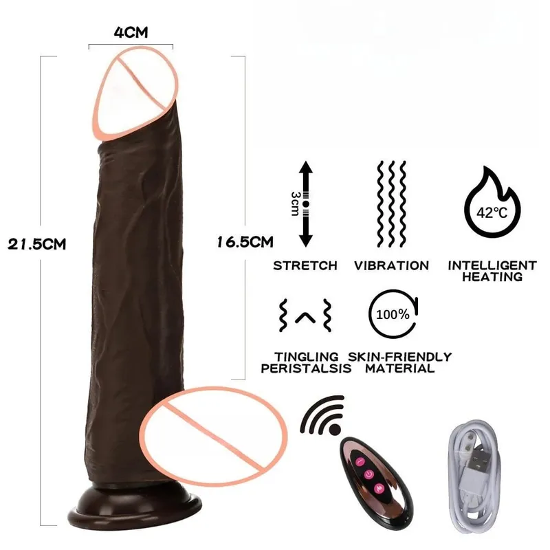 Realistischer Dildo, Teleskop-Vibrations-Heizungsvibrator, großer Penis, Penetration, Anal-Butt-Plug, G-Punkt, Dick, Sexspielzeug für Erwachsene für Frauen — image 10