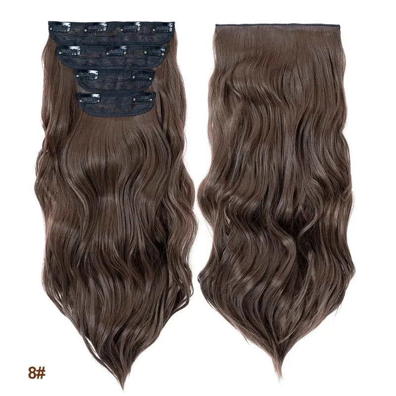 4 pièces ensemble pince dans les Extensions de cheveux mettre en évidence ondulé bouclés longs postiches synthétiques pour les femmes 22 pouces 180g pinces à cheveux cheveux — image 14
