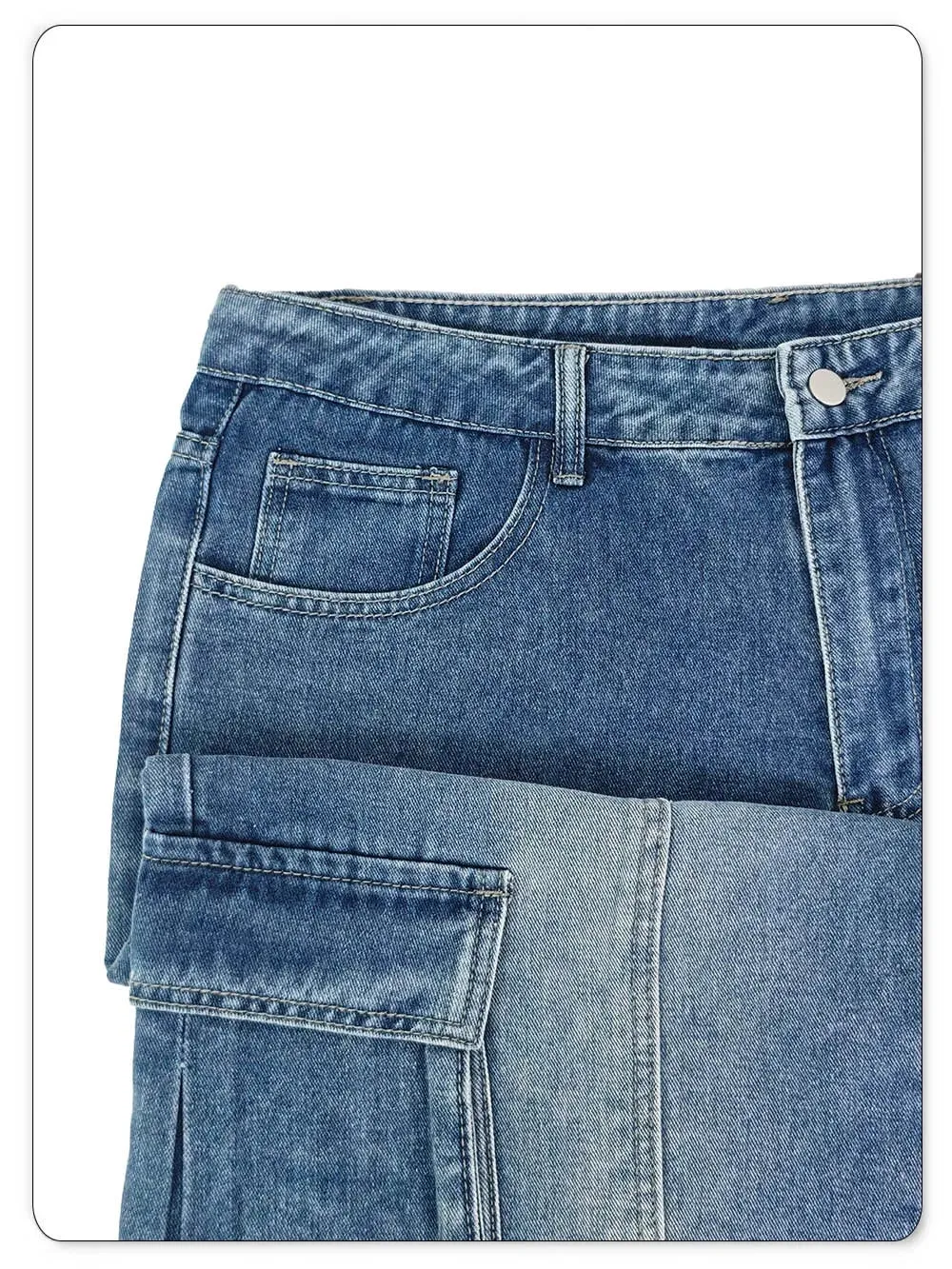 Męskie jeansy cargo w stylu retro z wieloma kieszeniami, odpowiednie na każdą porę roku. Luźne, proste nogawki. Codzienne, codzienne spodnie dżinsowe — image 8