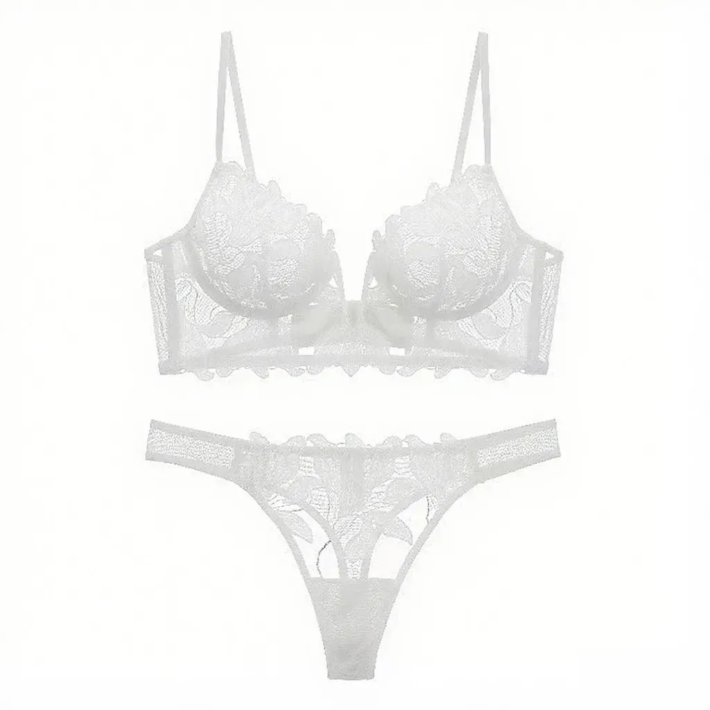 Women Red Floral Lace Lingerie Set Sheer Underwire Thin Cup Bra Matching Thong Panties Sexy Hollow Intimates — image 8
