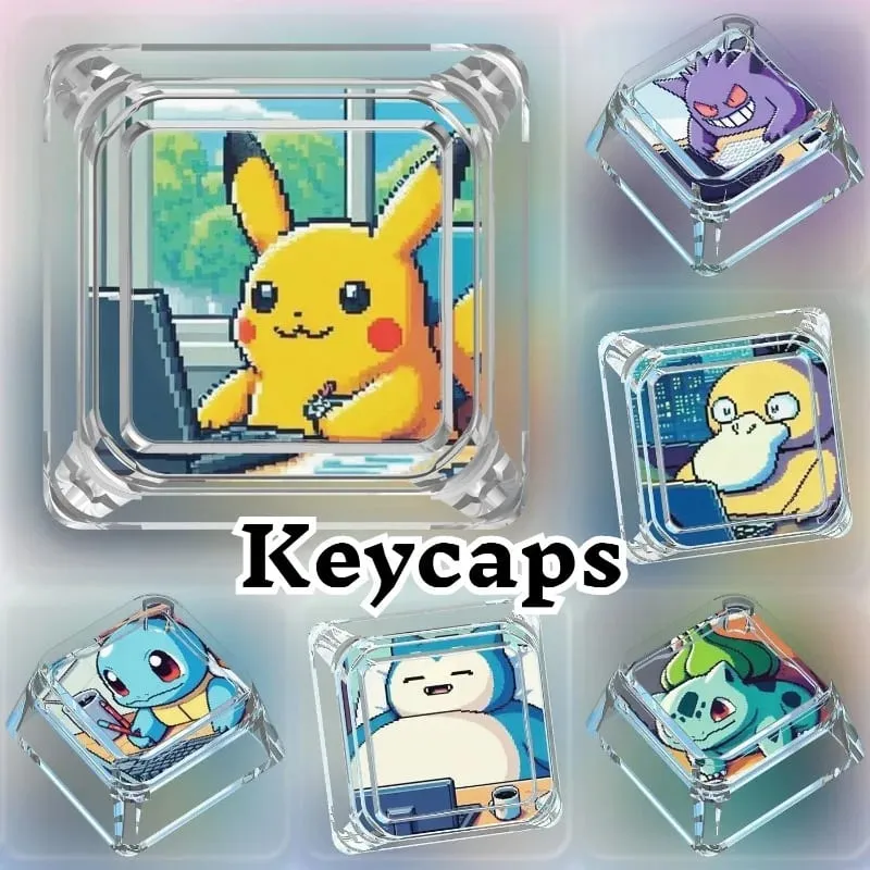 Pokémon panenka ve stylu kreativního dělníka Transparentní Single Key Cap Cartoon Roztomilý Snorlax Pikachu Cross Axis Mechanical Keyboard Keyboard — image 1