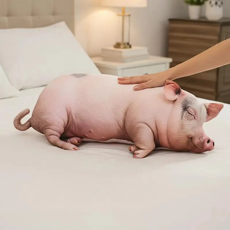 Durável realista dormir porco brinquedo de pelúcia macio algodão recheado travesseiro para carro sofá decoração casa crianças presente — image 2