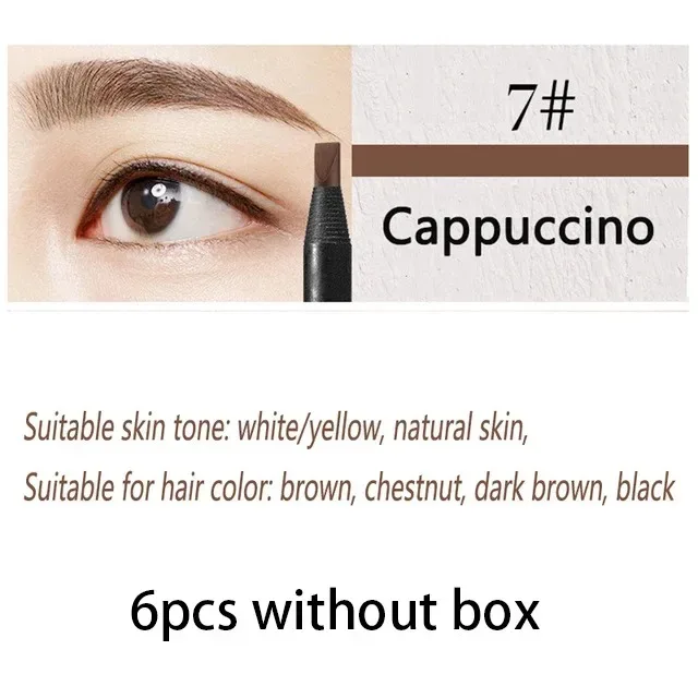 6/12PCS ดินสอเขียนคิ้ว Hard Core ขายส่งแต่งหน้าดึงสาย Haozhuang ยี่ห้อถาวร Peel off สีขาวสีดำกันน้ำธรรมชาติ — image 20