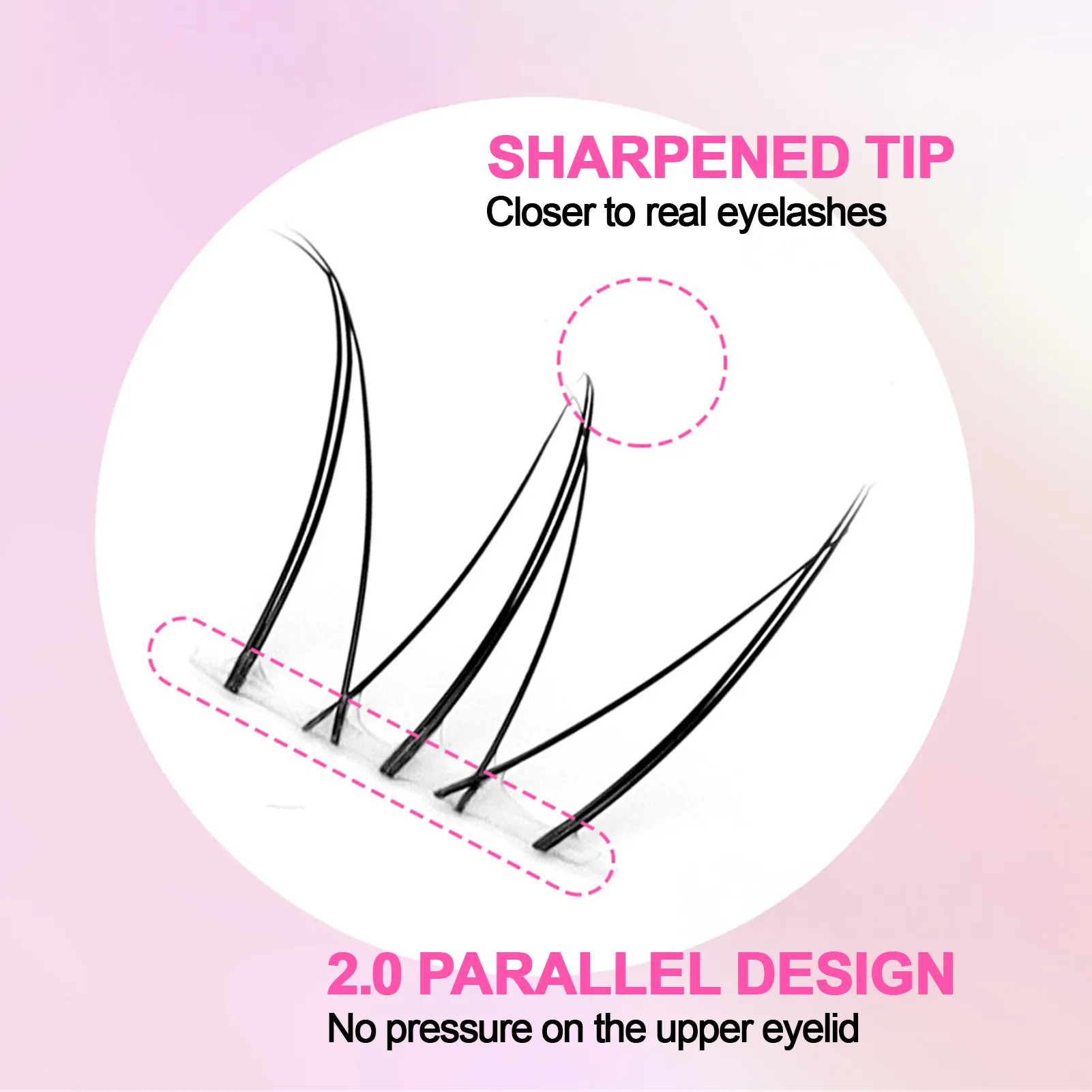 10 Reihen 5–7 mm Luft-Unterwimpern, kein Kleber erforderlich, künstliche Wimpern, segmentiert, natürliches Katzenauge unter den Wimpern, W-förmige untere Wimper — image 3