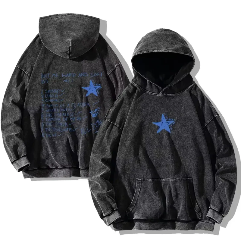 Hit Me Hard และ Soft Washed Hoodies Vintage Cotton Hooded Pullover ผู้ชายผู้หญิงหลวม Casual Gothic เสื้อ Y2K เสื้อ unisex — image 4