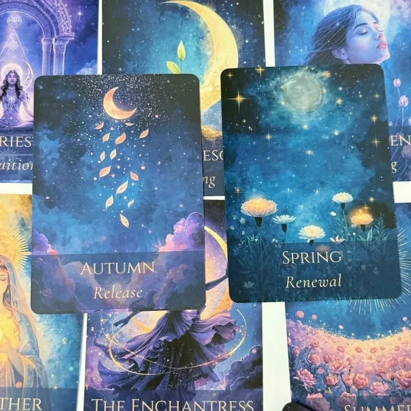 Inner Moon Oracle Deck in Metal Box 44 카드 데크 운세 보드 게임 지침 가이드북이 포함된 오라클 카드 — image 6