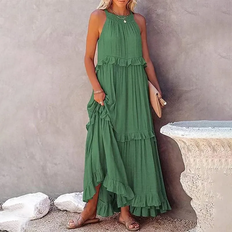 ผู้หญิงสบายๆ Ruffles ชุดยาวฤดูร้อน Elegant Sundress Elegant Harajuku Maxi ชุด Beach Party ชุดราตรี Vestido — image 8