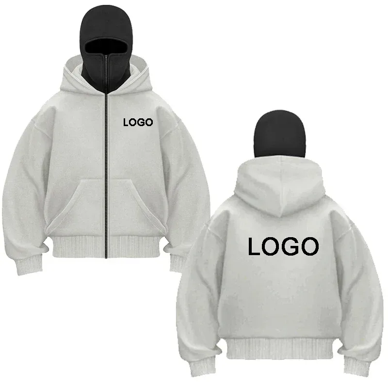 Customized Double-hooded Zipper Hoodies Men Personality Printed Long Sleeve Zip Up Sweatshirts Women Ninja Mask Pullovers Jacket — image 8