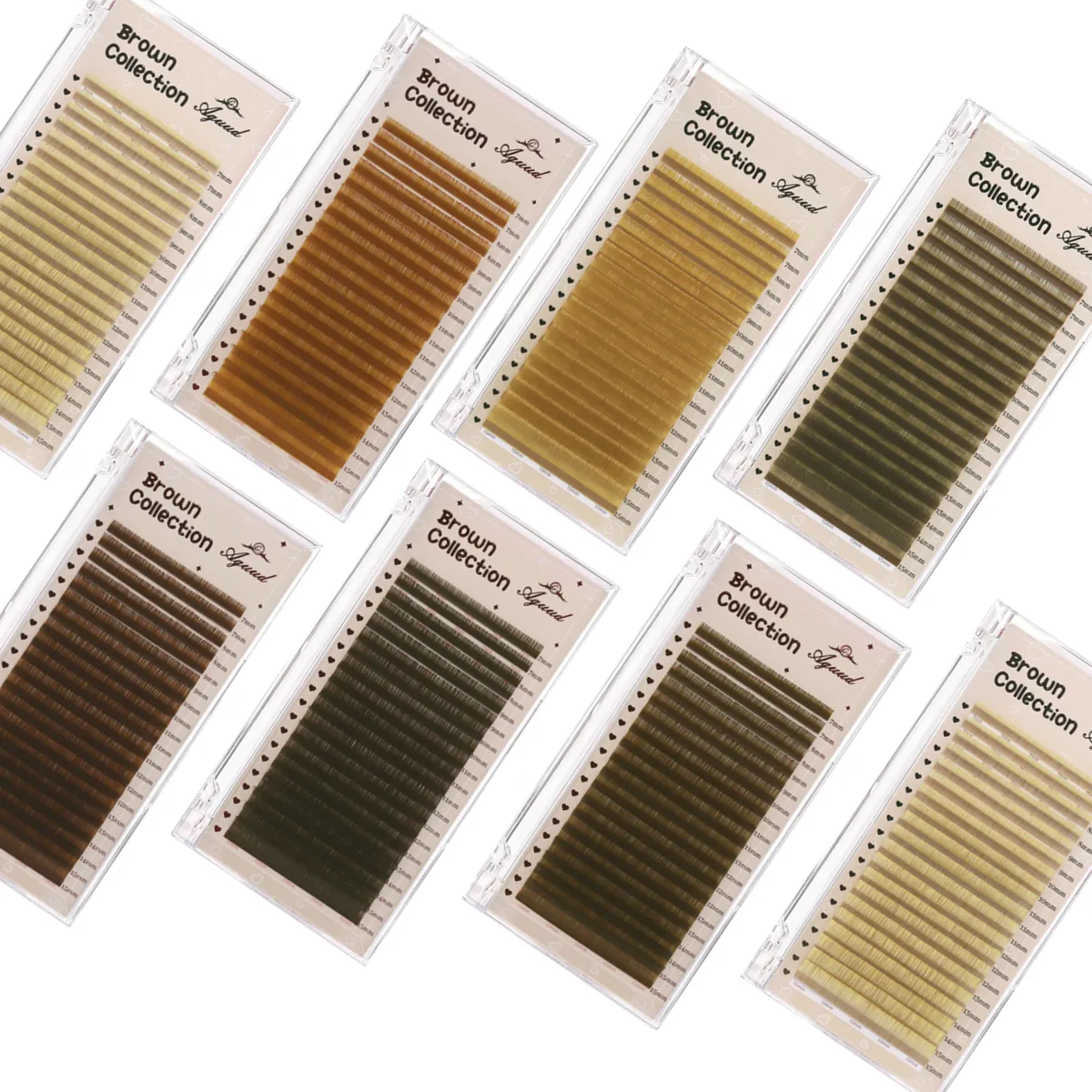 Pro 20 Rows Brown Collection Individuální prodloužení řas Russian Volume Lashes MIX7-15 Soft Mink Hnědé řasy Makeup — image 2